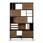 bibliotheque-oscar-5-portes-coulissantes-teck-ethnicraft